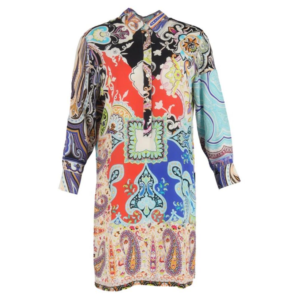 Etro Knee Length Printed Dress in Multicolor Silk